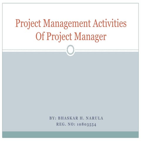 Project Management Activities Of Project Manager By Bhaskar