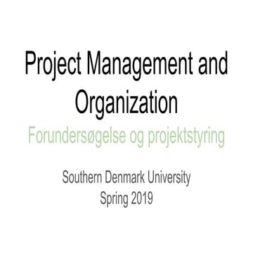 Project Management and Organization