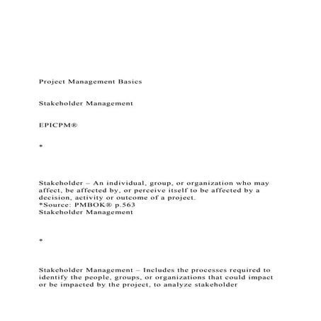 Project Management Basics Stakeholder Management.docx