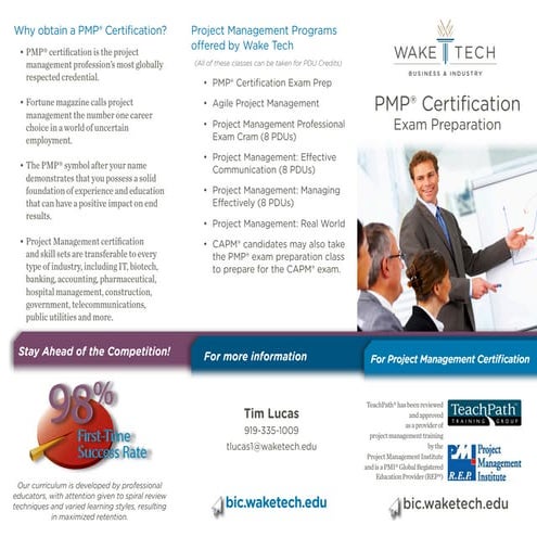 Project Management Professional PMP Certification preparation through Wake Te...