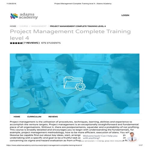 Project Management Complete Training level 4 - Adams Academy