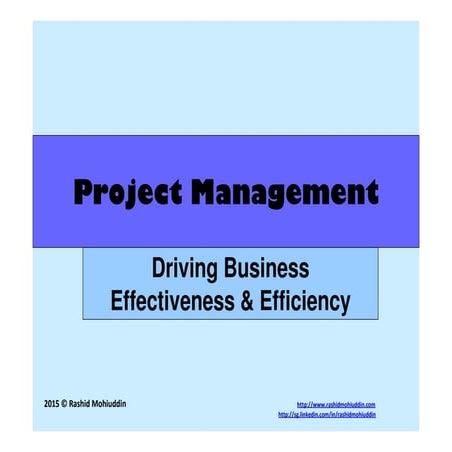 Project management - Delivering Efficiency & Effectiveness