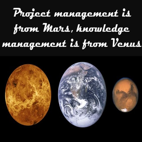 Project Management is from Mars, Knowledge Management is from Venus by Judy P...