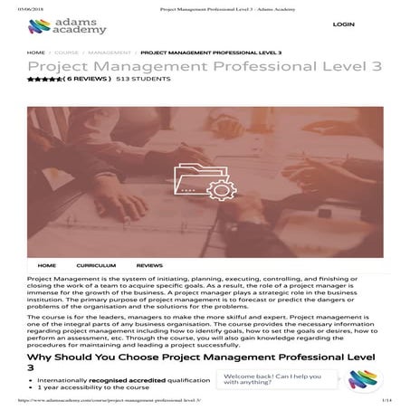 Project Management Professional Level 3 - Adams Academy