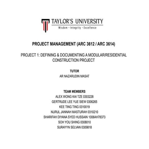 Project management project 1 report (pr architects)