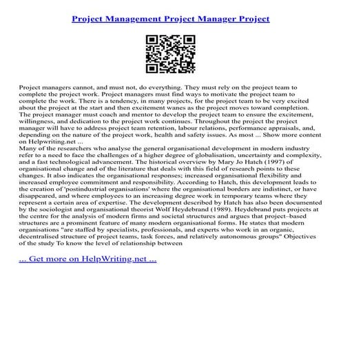 Project Management Project Manager Project