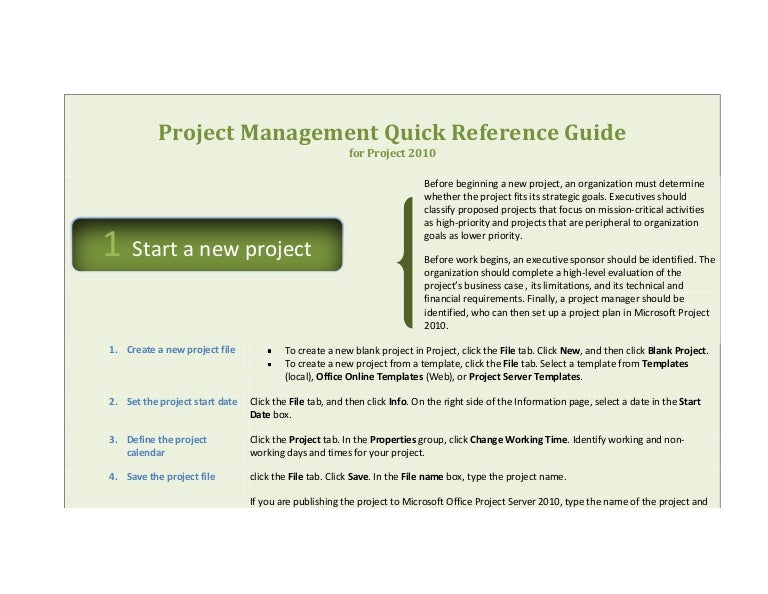 project management quick reference guide