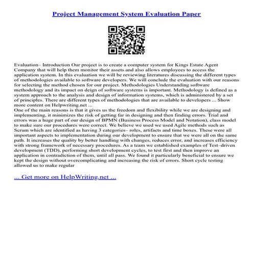 Project Management System Evaluation Paper