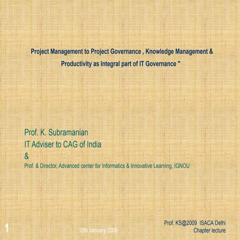 Project Management To Project Governance , Knowledge Management