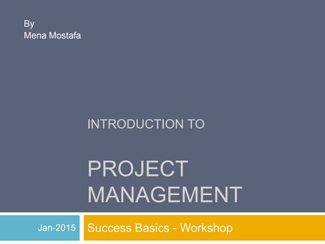 Introduction to Project Management (workshop) - v.1