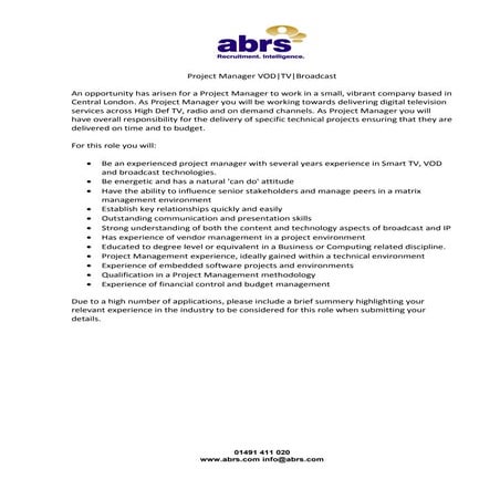 Project manager   vod