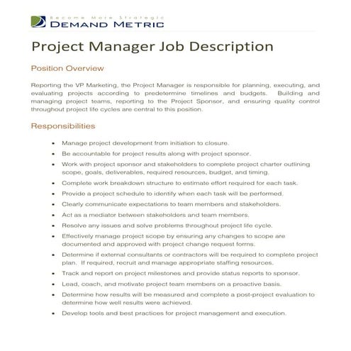 Project scheduler job description