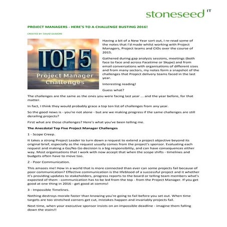 Project managers- here's to a challenge busting 2016!