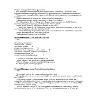 Project manager scenarios