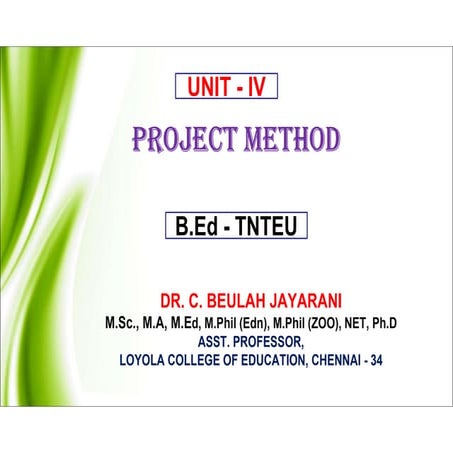 Project Method Of Teaching In Nursing