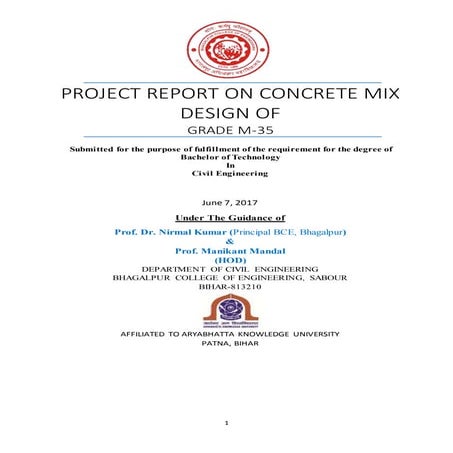 Project Report on Concrete Mix Design of Grade M35