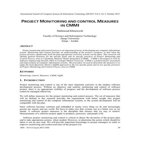 PROJECT PLANNINGMEASURES IN CMMI | PDF