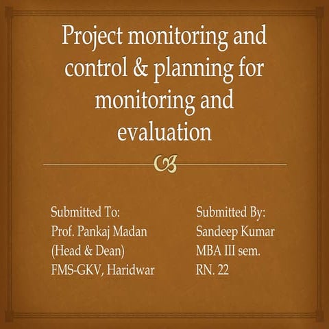 Project monitoring and control & planning for monitoring | PPTX | Civil ...