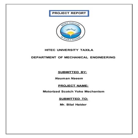 Project Motorized Scotch Yoke Mechanism