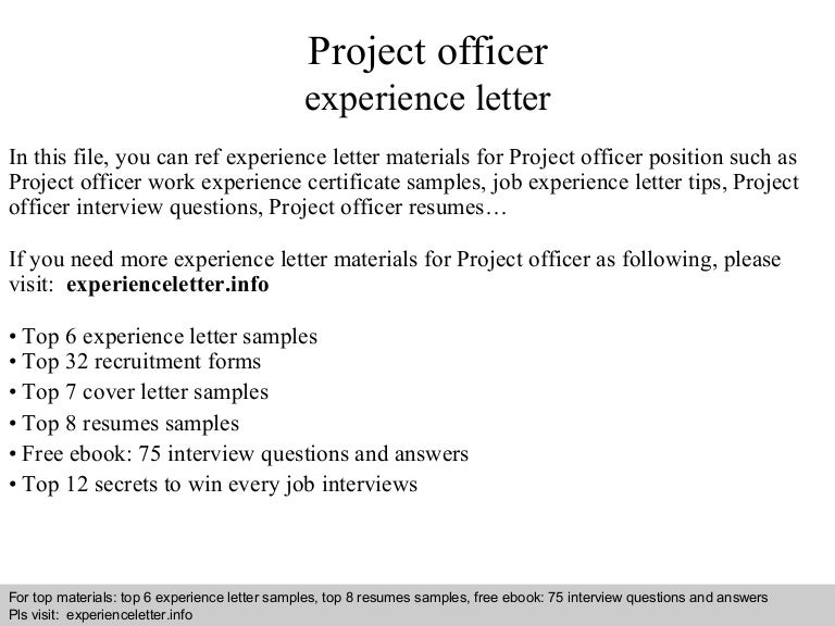 sample cover letter for project officer