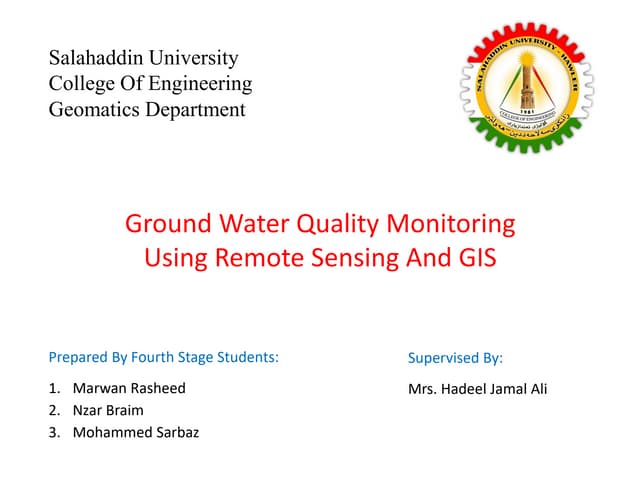Ground Water Quality Monitoring Using Remote Sensing And GIS 
