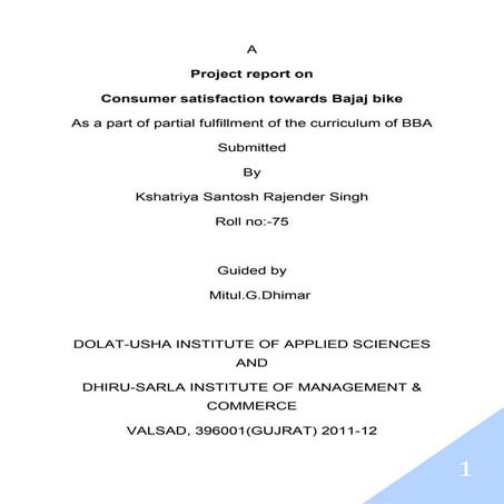 Project on bajaj