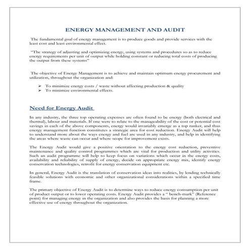 Project on energy audit (mahindra & mahindra)