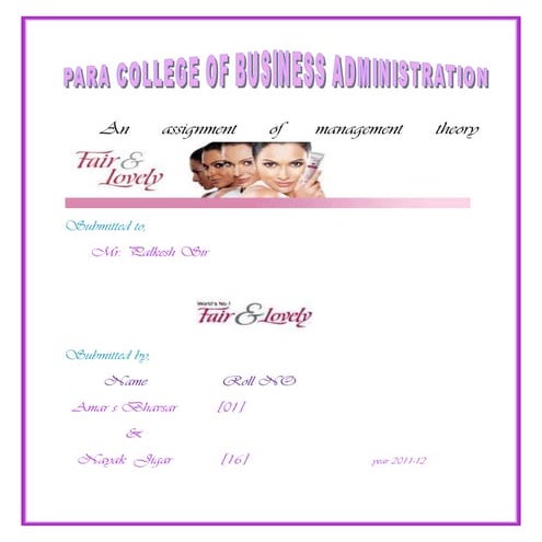 Project on fair&lovely