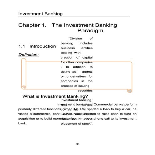 Project on investment banking