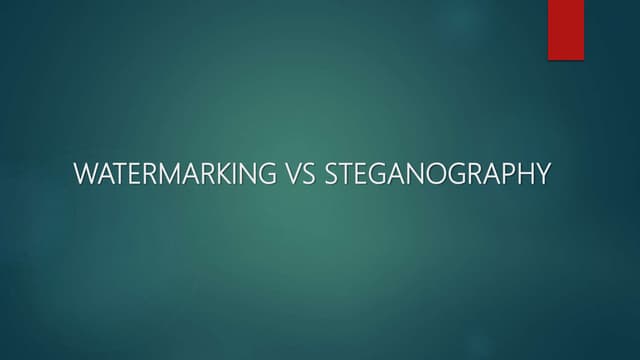 steganography and watermarking