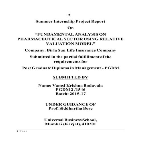 Project on pharmaceutical industry