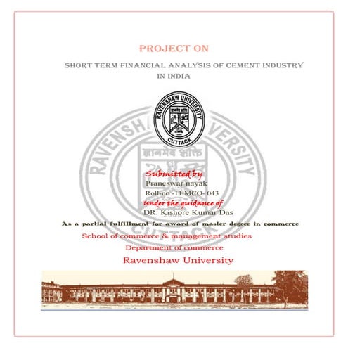 FINANCIAL PERFORMANCE OF TANCEM CEMENT COMPANY IN TAMIL NADU - A STUDY ...