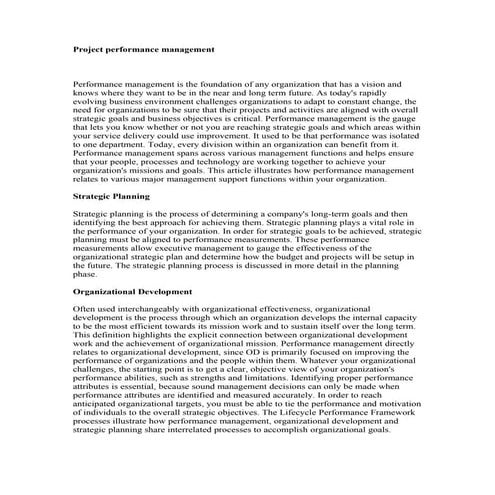 Project performance management