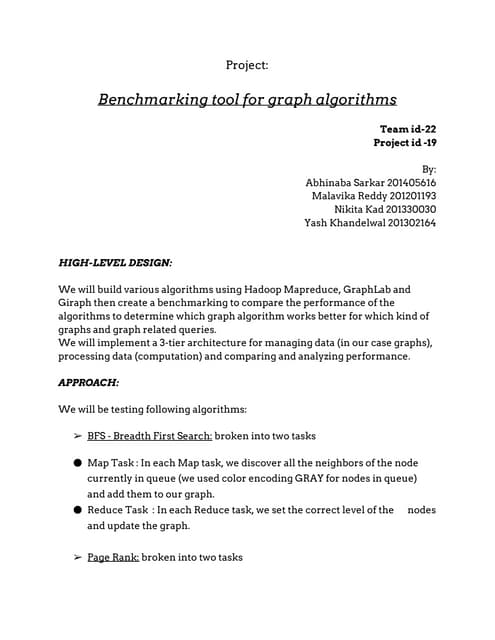 Benchmarking tool for graph algorithms