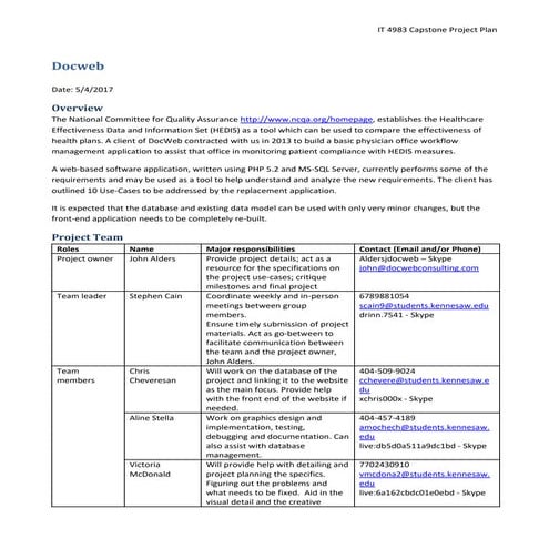 Project Plan - Docweb