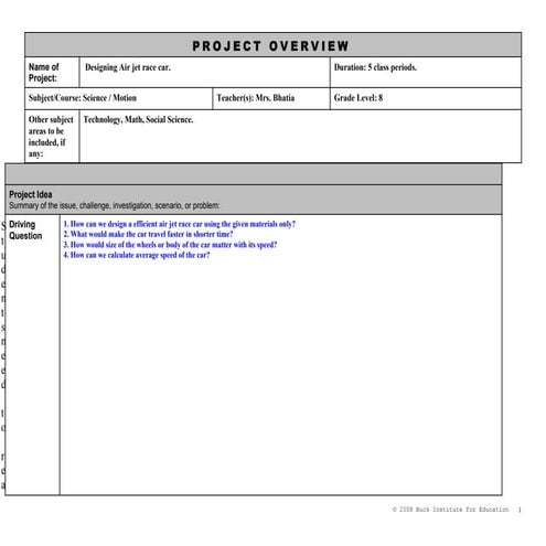 Project planning form
