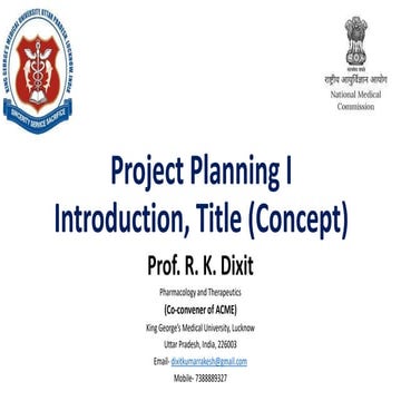 Project Planning I- Introudction, Title (Concept)_Prof. R. K. Dixit.pptx