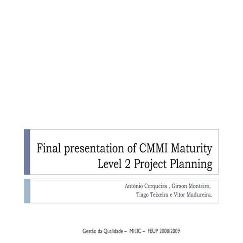 CMMI Project Planning Presentation