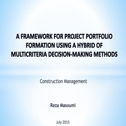 Project portfolio formation framework