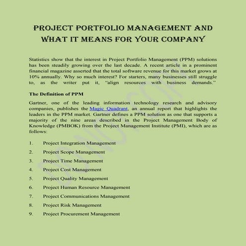 Project portfolio management and what it means for your company