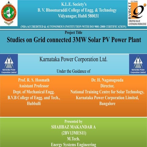 Study of Large Scale Grid interactive Solar PV power plant | PPTX