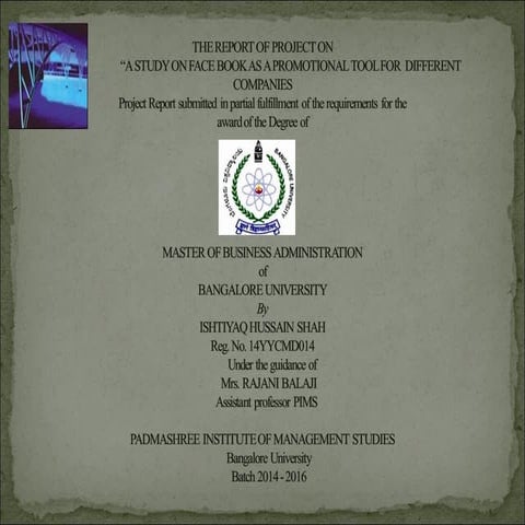 Studey on facebook as a promotional tool for different companies 