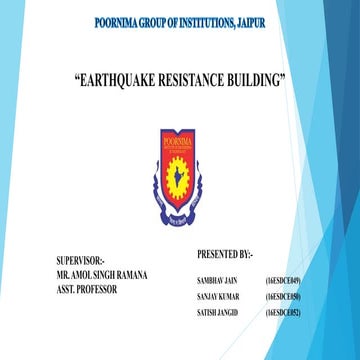 Project ppt on earthquake resistant building structure