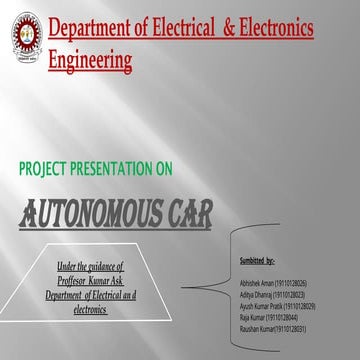 autonomous obstacle avoiding car robot with two wheel using arduino | PPT