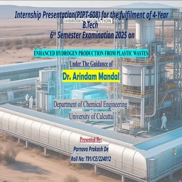 PROJECT ON HYDROGEN PRODUCTION FROM PLASTIC WASTES | PPTX