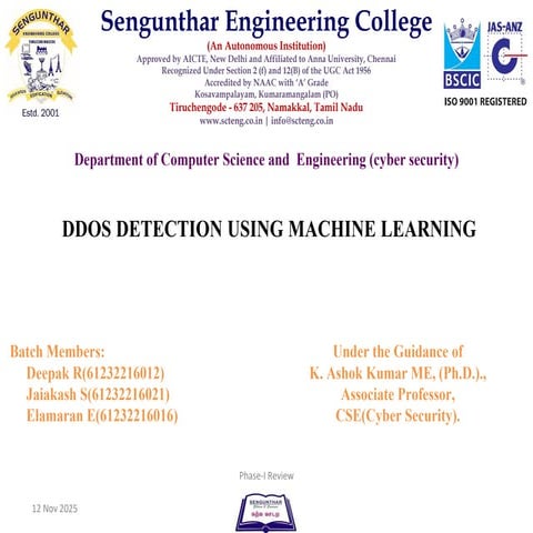 Ddos detection using machine learning pptx | PDF