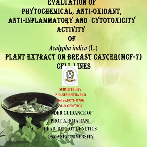 evaluation of phytochemical, anti-oxidant, anti-inflammatory, and cytotoxicit...