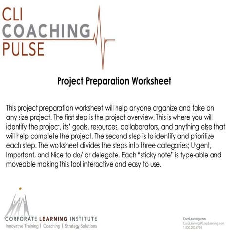 Project Preparation Worksheet