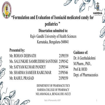 Formulation and Evaluation of Isoniazid medicated candy for  pediatrics