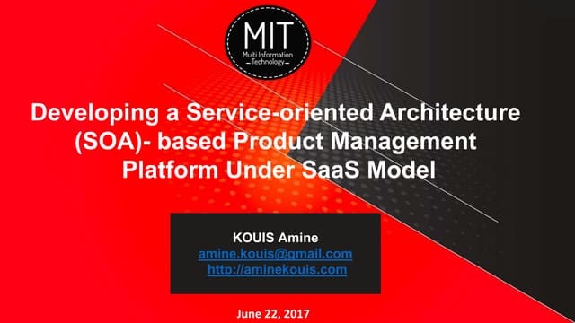 Developing a Service-oriented Architecture (SOA)- based Product Management Pl...